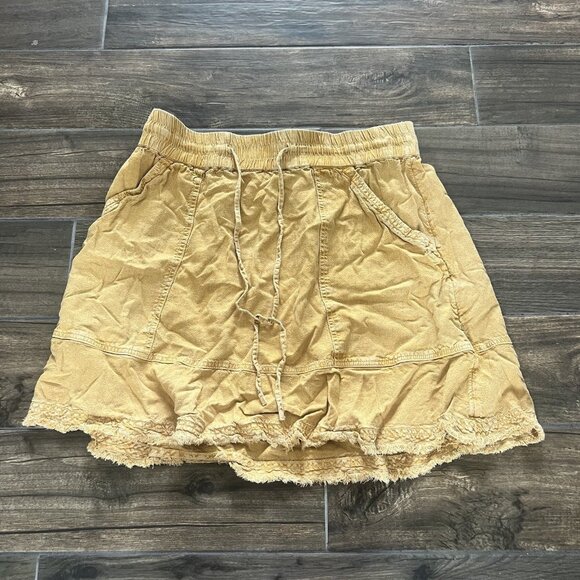 pilcro anthropologie Yellow Drawstring Skirt Size XL (232) - Picture 1 of 5